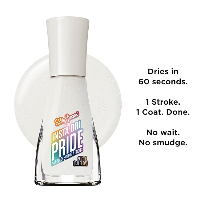 Sally Hansen Insta-Dri Pride Nail Polish | Quick Dry, Long Lasting, Streak-Free Shine | Opaque, Shiny | 764 Slay Another Day | Off-White Nail Color