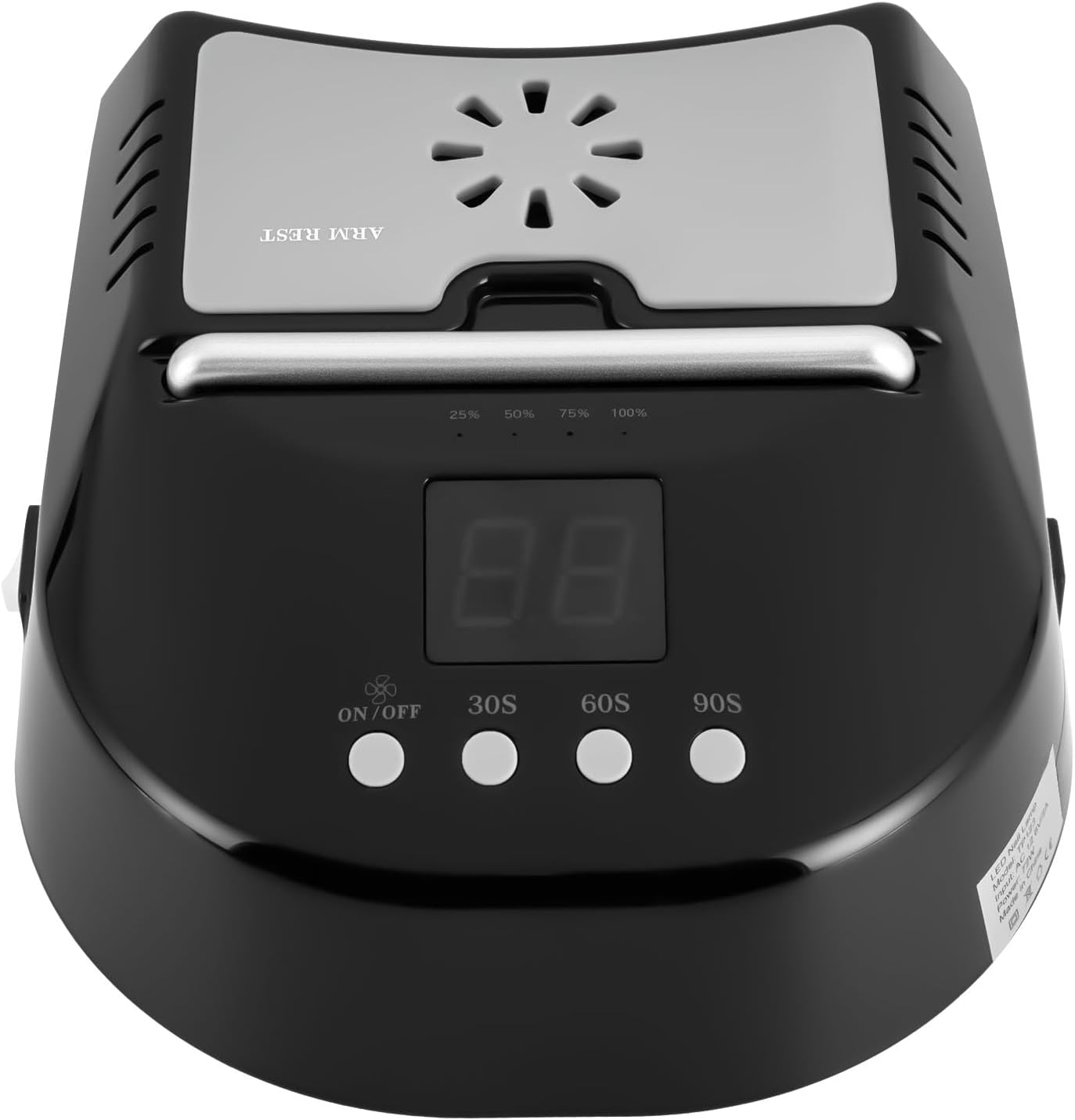 3 Timers Cordless Nail Lamp with Cooling Fan & Portable Handle LCD Display Professional Quick Dry Gel Polish Curing Lamp 72W Rechargeable Light Cures All Gels 24 Beads for Salon, Home (Black)