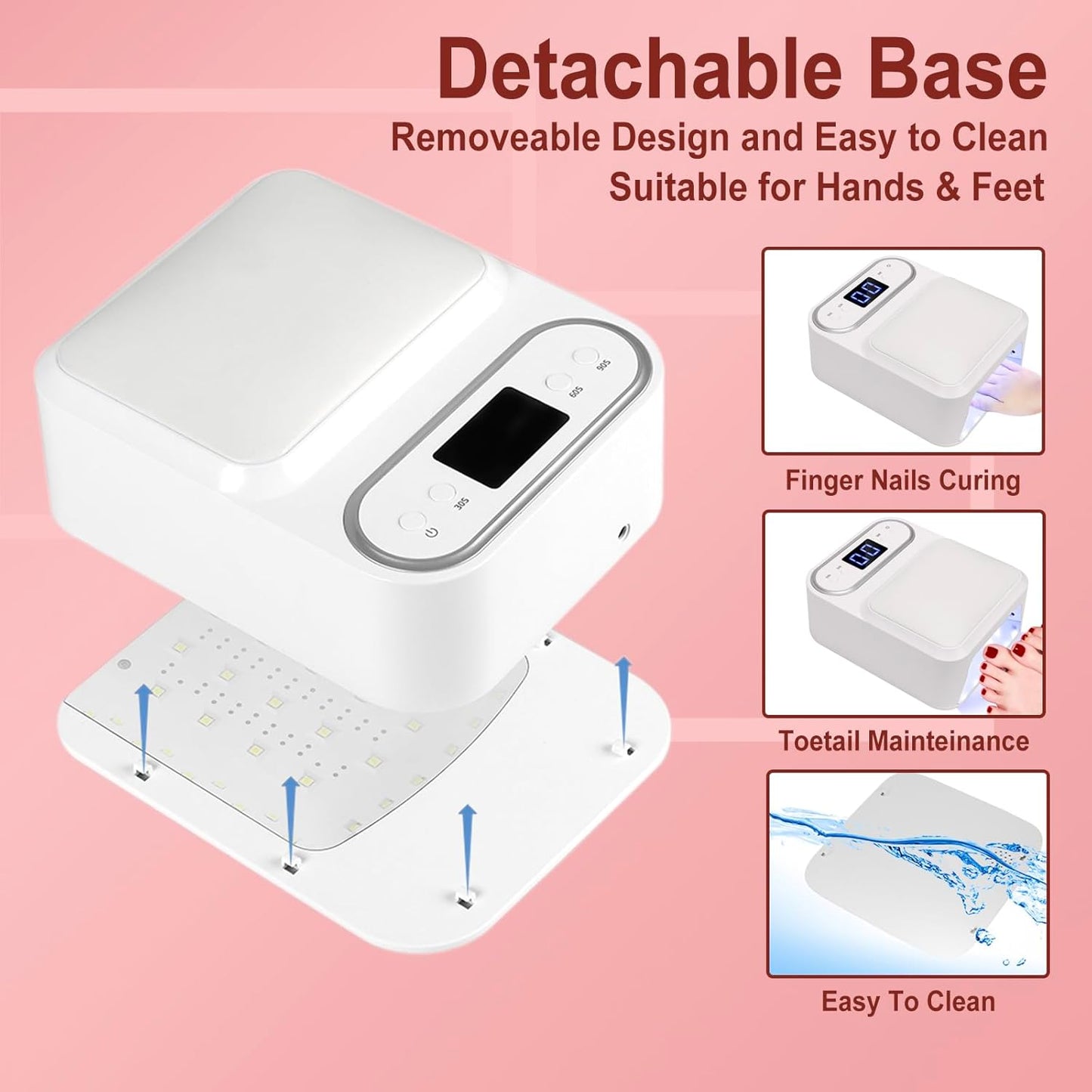 UV LED Nail Lamp with Arm Rest Pillow,Professional UV Nail Dryer Light for Gel Nails/Acrylics,Fast Curing Gel Polish Lamp 48 Beads 3 Timers Smart Sensor,Nail Art Drying Tools for Fingernail Toenail
