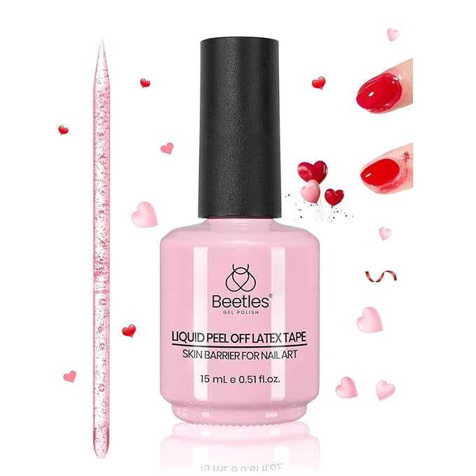 Beetles Liquid Latex for Nail 15ml - Peel off Nail Polish Cuticle Guard with Plastic Nail Care Stick Halloween Nails Design Air-Dry Liquid Latex Barrier for Protector Fingers