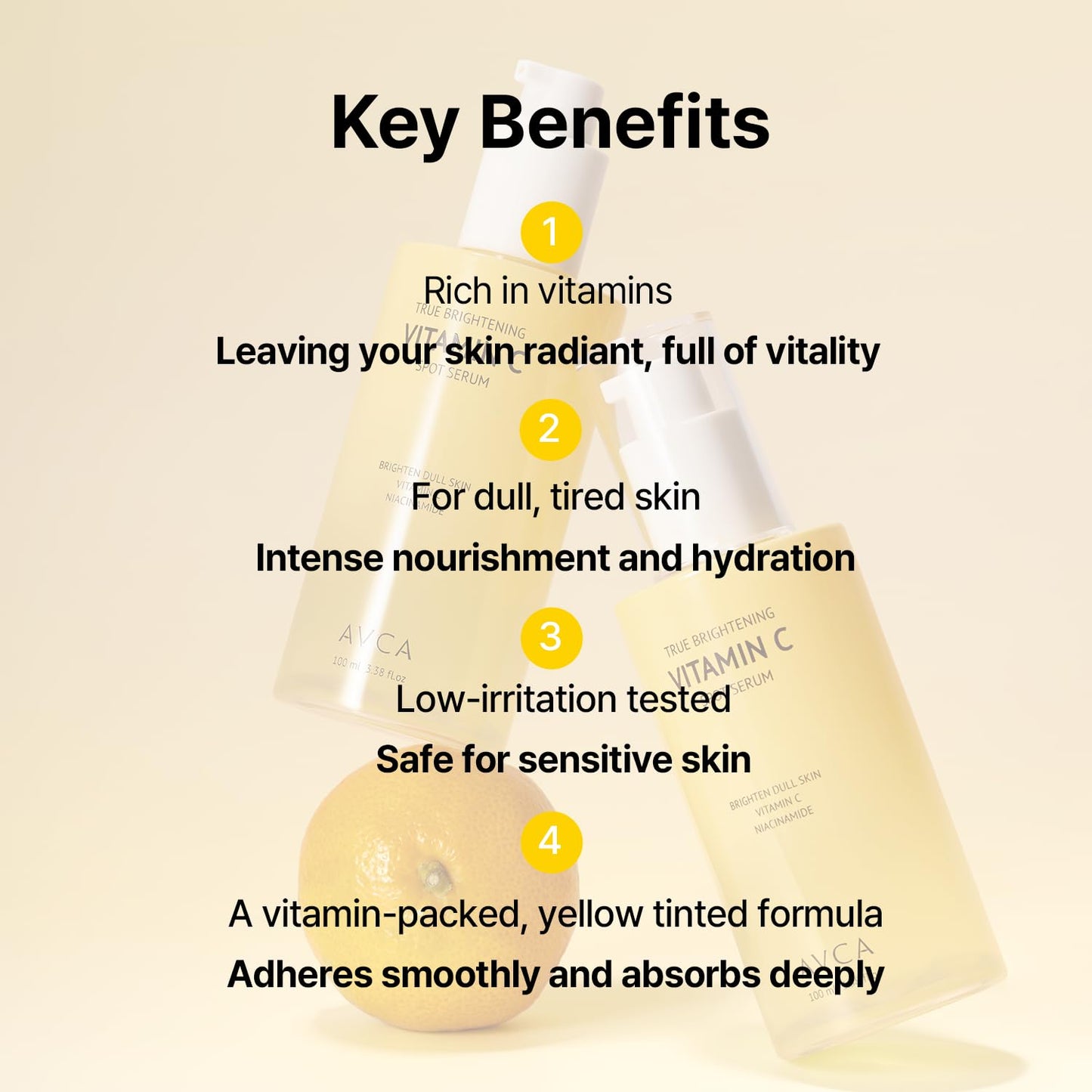 AVCA True Vitamin C Serum 3.38fl.oz. - for Dark Spots Remover Facial Serum with Vitamin C, Niacinamide, Korean Skin Care