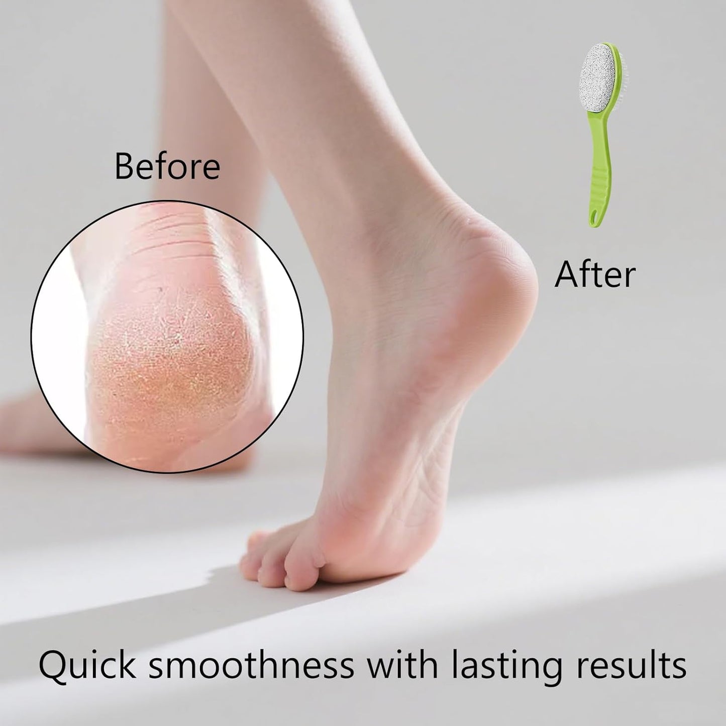 Foot Callus Remover, Double-Sided Pumice Stone Brush for Feet, Multi Purpose Pedicure Tools for Home Feet Care, Foot File Scrubber with Handle for Dead Skin Remover in Shower, Green