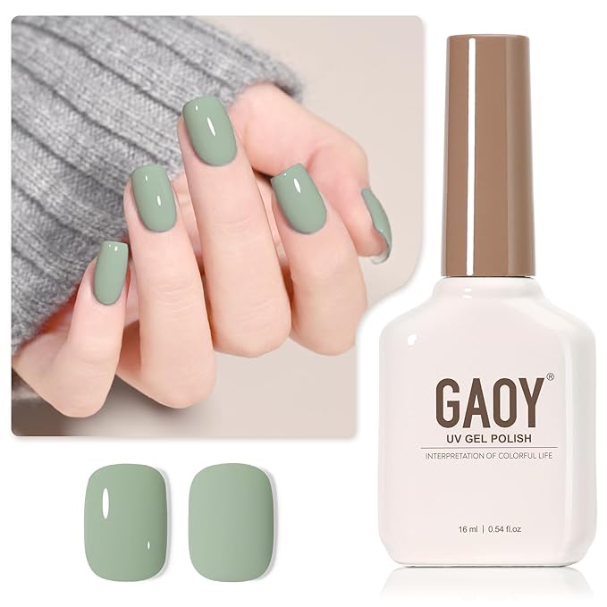 GAOY Green Gel Nail Polish, 16ml Soak Off Gel Polish, UV Light Cure for Nail Art DIY Manicure at Home, 2010 Muted Green