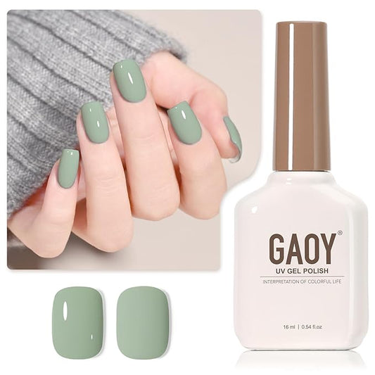 GAOY Green Gel Nail Polish, 16ml Soak Off Gel Polish, UV Light Cure for Nail Art DIY Manicure at Home, 2010 Muted Green