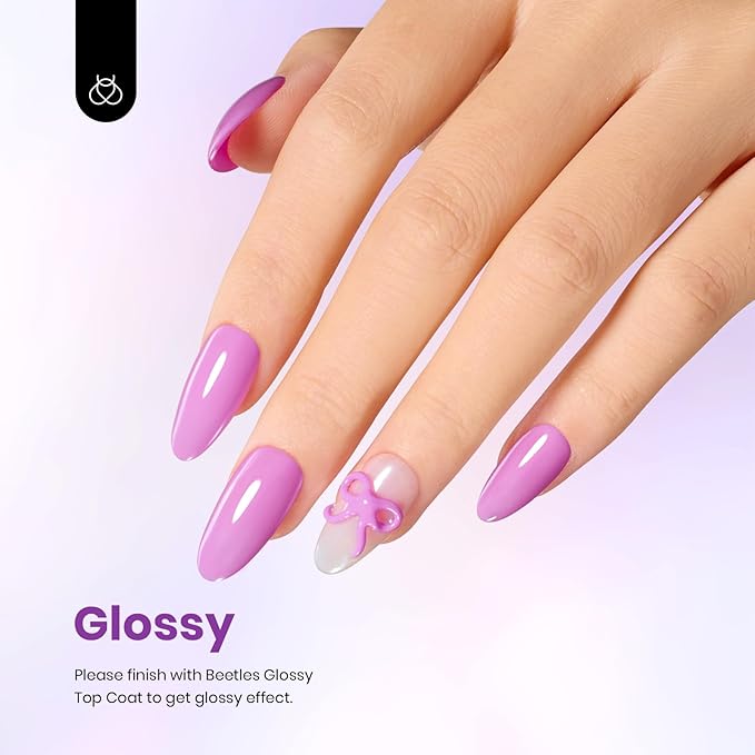 Beetles Purple Gel Nail Polish, 1 Pcs 15ml Light Pastel Purple Gel Polish All Season Soak Off DIY Manicure Salon Uv Fuchsia Shades Nail Art Design Gift for Women Girl