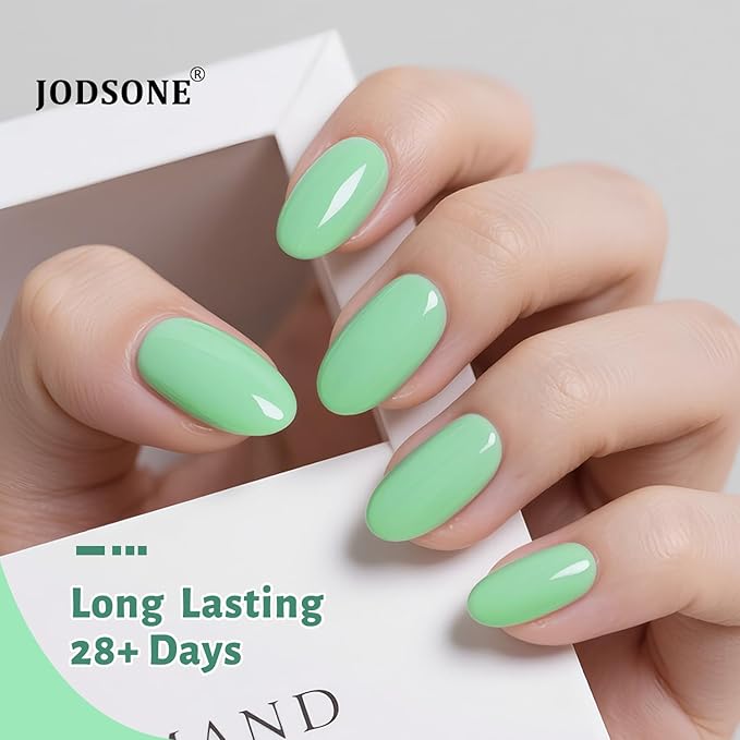 JODSONE Mint Green Gel Nail Polish 10ml Soak Off Nail Polish Light Green Nail Color Salon Quality Long-Lasting, Vegan & Cruelty-Free Beginner-Friendly Need U V Lamp Curing