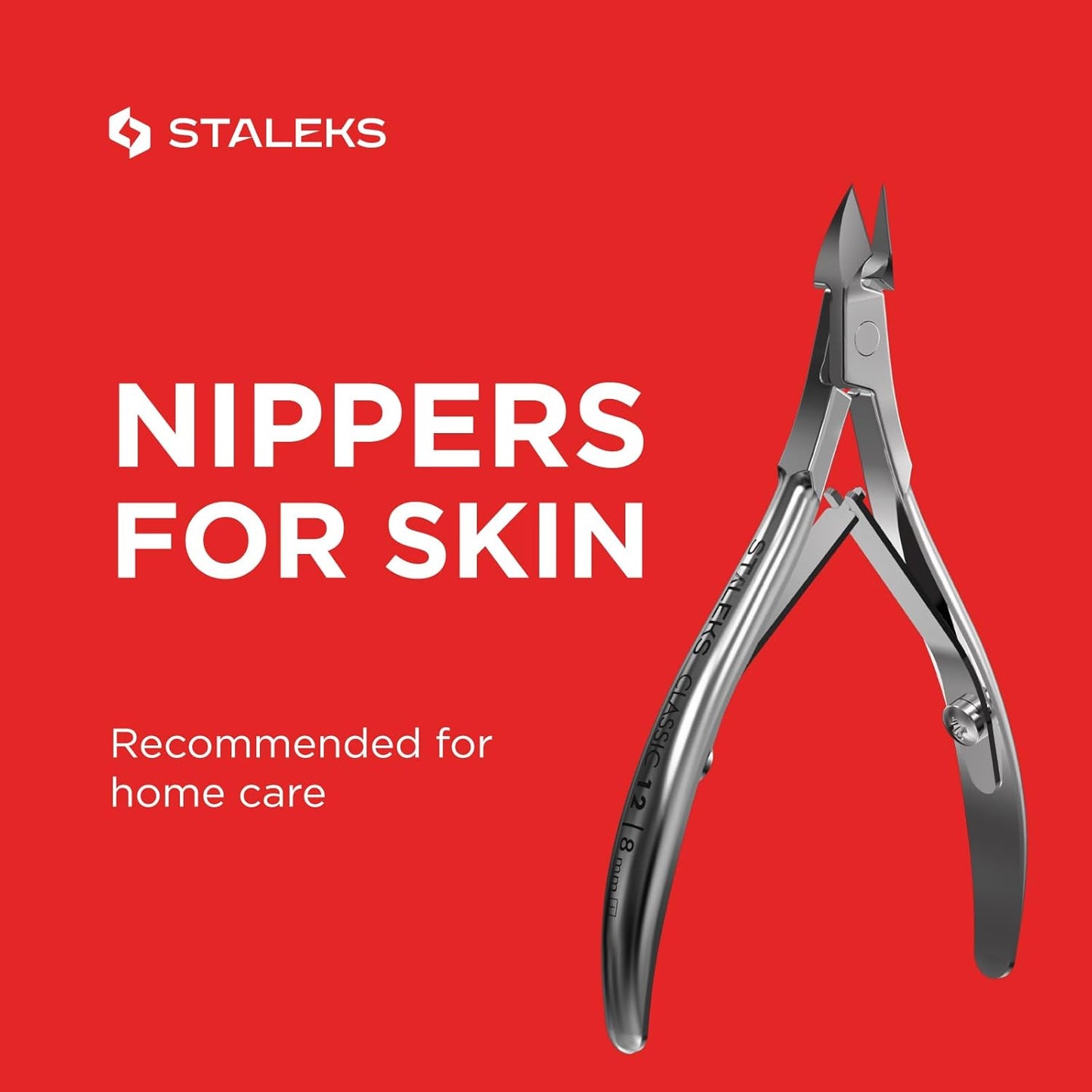 Staleks CLASSIC 12 Cuticle Nippers – 8mm Blade – Stainless Steel – Compact Design – For Home Manicure & Pedicure
