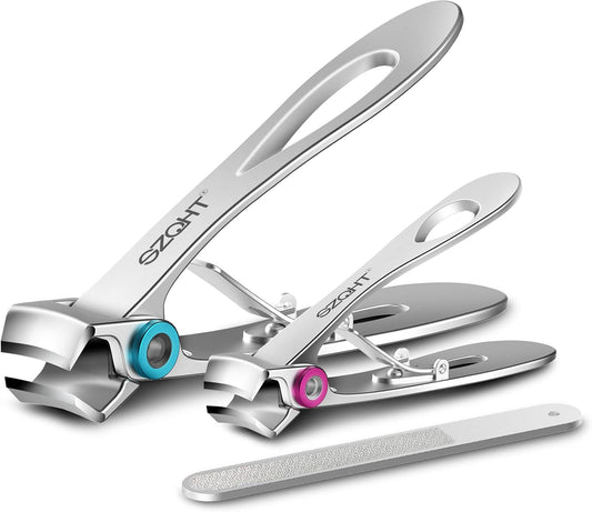 SZQHT Extra Wide Jaw Opening Nail Clippers for Thick Nails Cutter for Ingrown Toenail Clippers & Fingernails Manicure Set,Pedicure Kit,Men & Women(Silver)