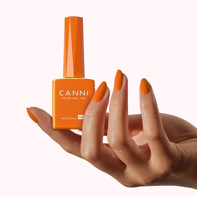 CANNI Bright Orange Gel Nail Polish, 1Pcs Orange Gel Polish Color High Gloss Soak Off U V Nail Manicure Salon DIY