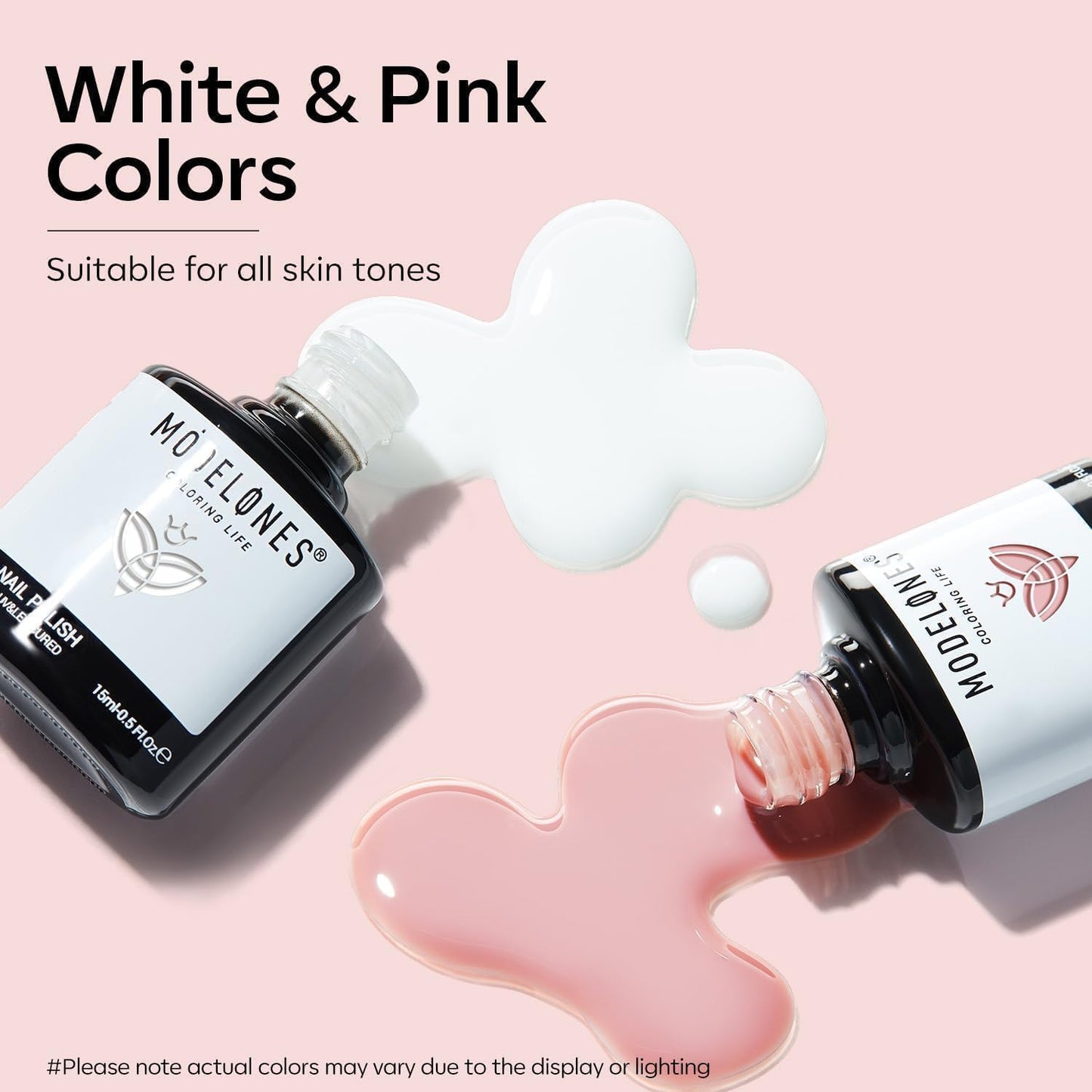 modelones Gel Nail Polish Set 2 Pcs 15ml Jelly Nude Pink and Milky White Gel Polish, French Manicure Base Gel Bubble Bath UV Soak Off Nail Gel for Nail Art, DIY Home or Salon