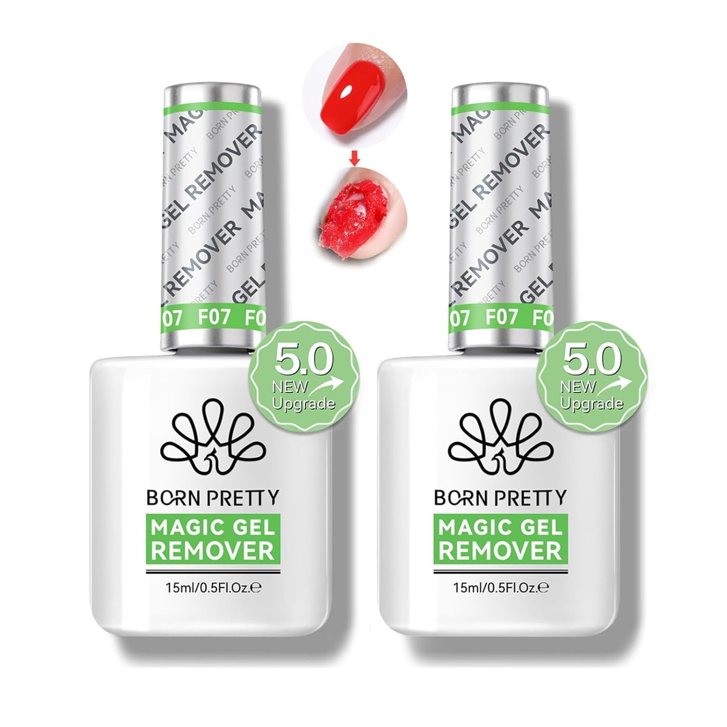 BORN PRETTY Gel Nail Polish Remover, 2 Pack Professional Gel Polish Remover for Nails, Quick & Easy Polish Remover In 3-5 Minutes, No Need for Foil Soak Or Wrap