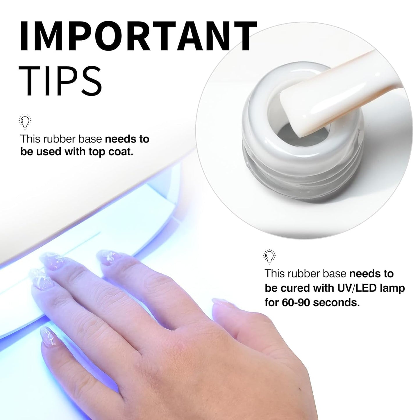 CANNI Rubber Base Gel - 9ml White Nail Strengthener Gel, Flexible Base Coat for Weak Nails, UV LED Soak Off Natural Look Manicure DIY Women