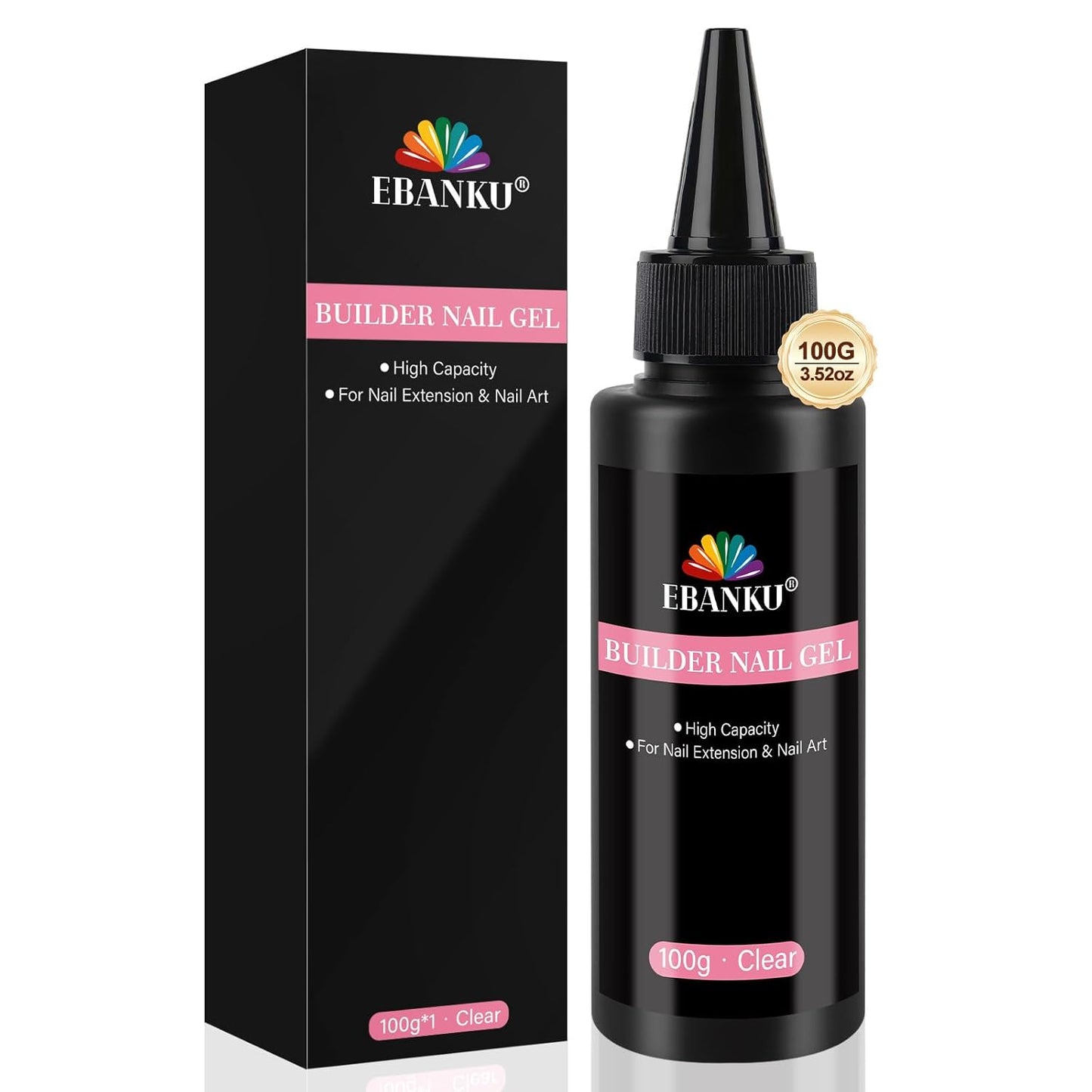 EBANKU 100ml Builder Gel for Nails Clear, Strengthener Gel Color Hard Builder, Nail Apex Building Soak off Long Lasting for DIY Art Manicure