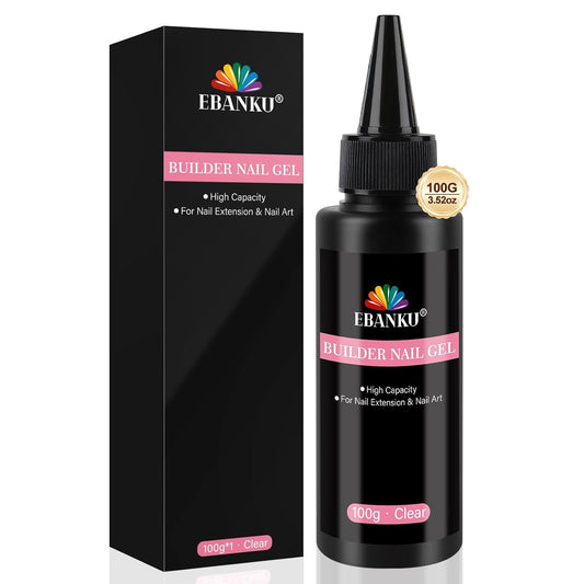 EBANKU 100ml Builder Gel for Nails Clear, Strengthener Gel Color Hard Builder, Nail Apex Building Soak off Long Lasting for DIY Art Manicure