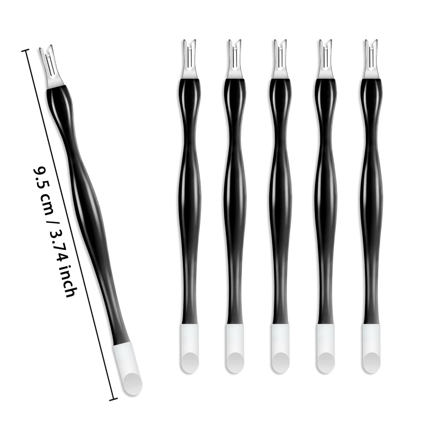 Allstarry 30 Pieces Nail Cuticle Trimmer Remover Rubber Nail Cleaner Double Head Dead Skin Cuticle Knife Removal Fork Plastic Handle Cuticle Pusher Nail art Tools for Girls Women and Men - Black