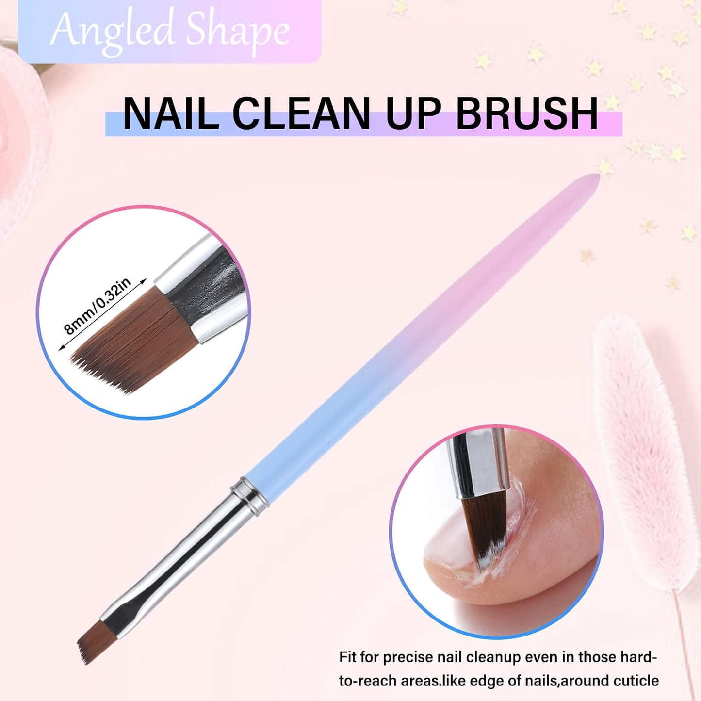 for OPI Nail Polish Remover, 3PCS Nail Clean UP Brushes for Cleaning Polish Mistakes on the Cuticles, Acetone Resistant Nail Brush for Nail Art and Designs