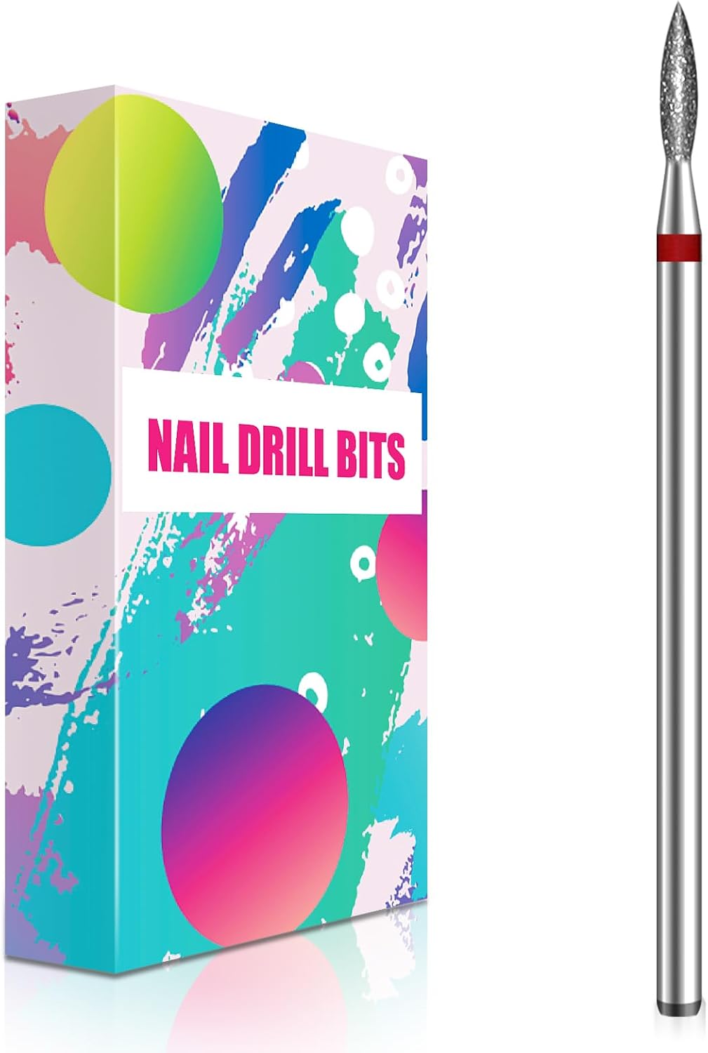 2mm Flame Shape Cuticle Clean Nail Drill Bit 3/32'', Professional Safety Carbide Diamond Under Nail Cleaner for Cuticle Dead Skin Nail Prepare, Two Way Rotate, Manicure Salon Supply (Sliver, Fine)