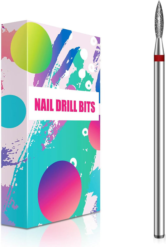 2mm Flame Shape Cuticle Clean Nail Drill Bit 3/32'', Professional Safety Carbide Diamond Under Nail Cleaner for Cuticle Dead Skin Nail Prepare, Two Way Rotate, Manicure Salon Supply (Sliver, Fine)