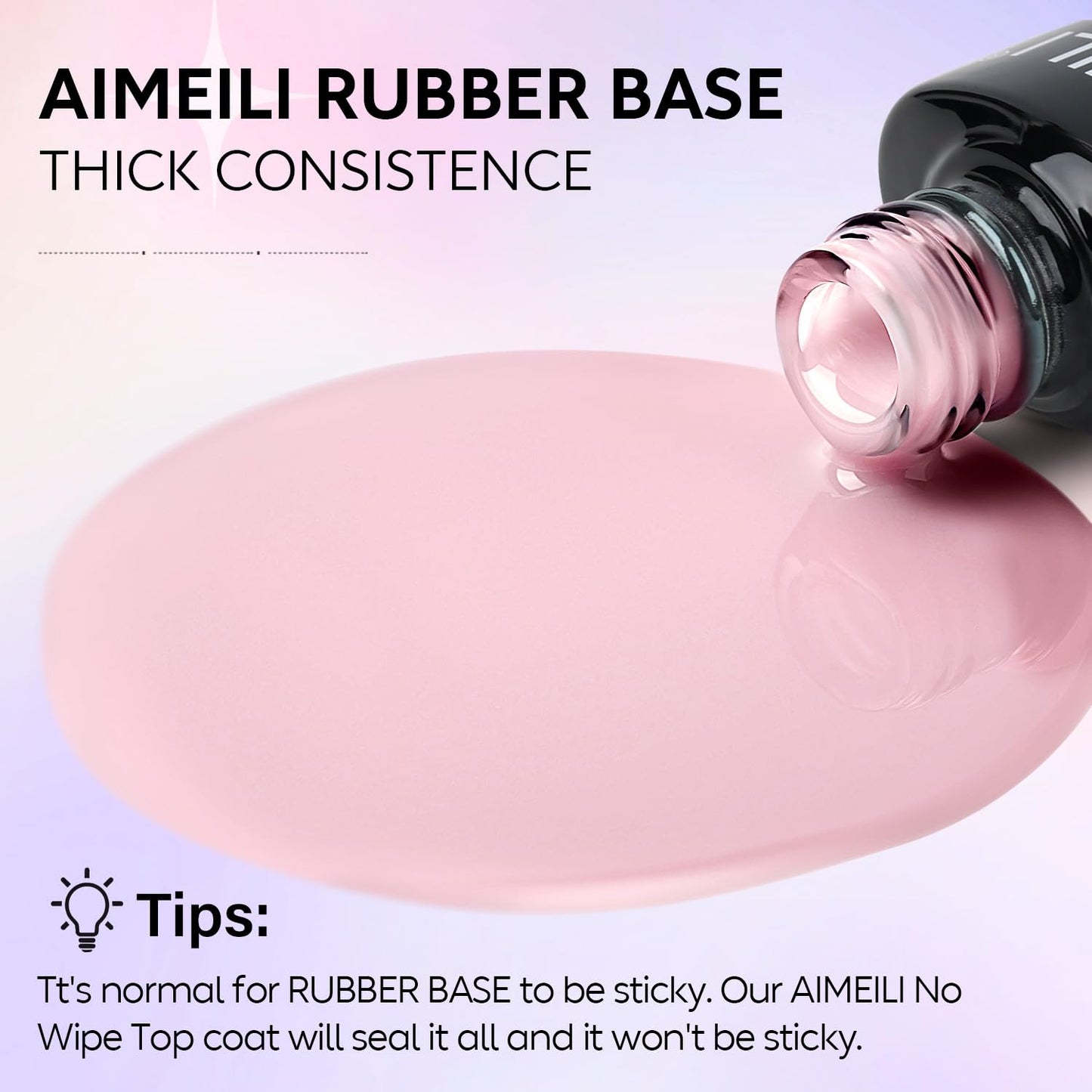 AIMEILI Rubber Base Gel Nail Polish, Hema Free, Cruelty Free, Vegan, Builder Nail Gel Base Coat Soak Off Nail Art Design - RB1021 8ml