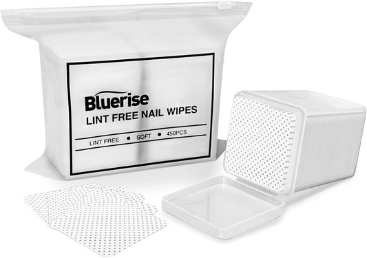 BLUERISE Lint Free Nail Wipes 450PCS Nail Polish Remover Pads Soft Absorbable Eyelash Extension Glue Cleaning Wipes