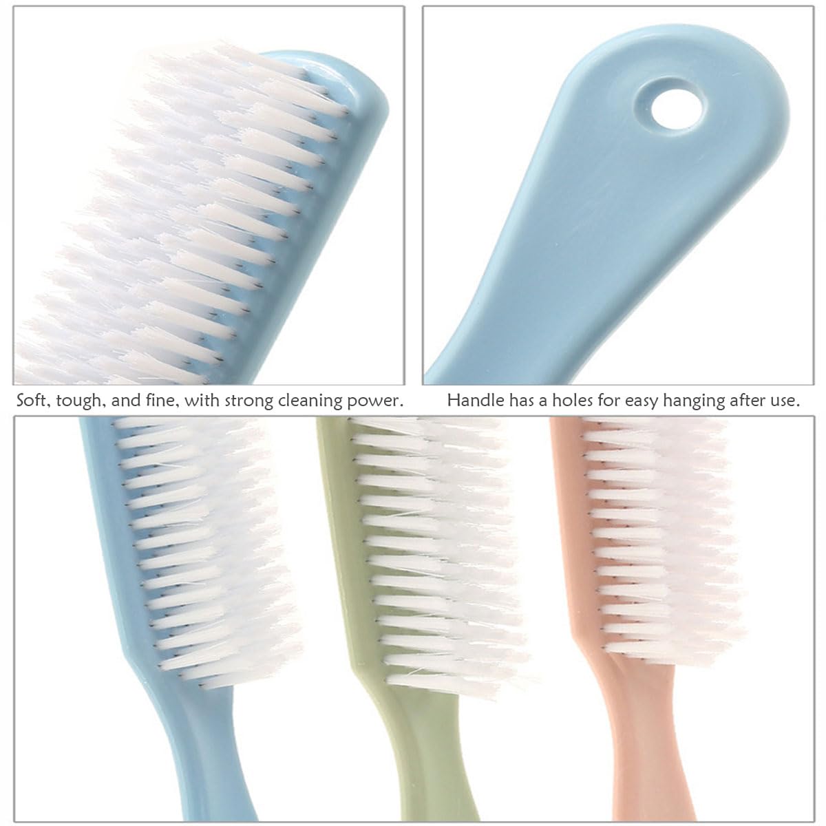 3 Pcs Handle Grip Nail Brush,Nail Cleaning Brushes,Colorful Hand Fingernail Cleaner Brush,Long Handle Pedicure Brushes Kits for Toes/Nails Men Women(Random color)