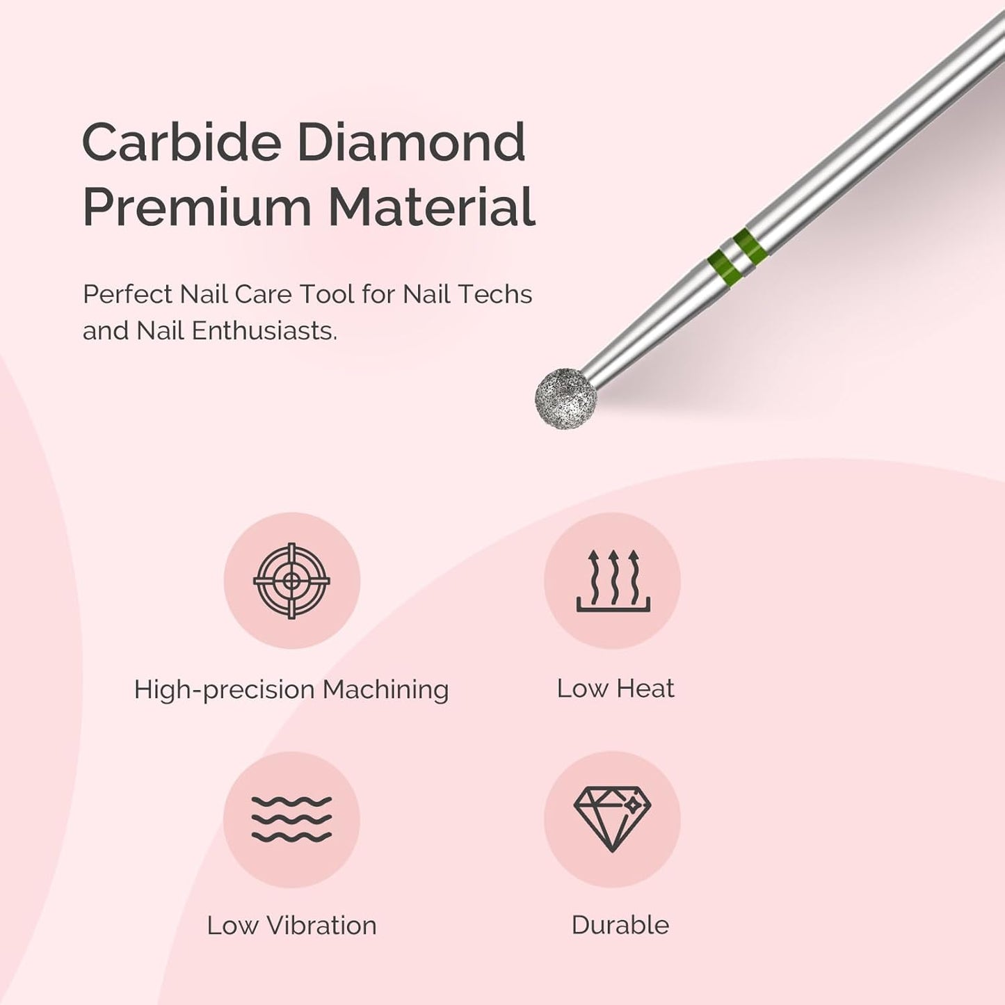 MelodySusie 4mm Ball Shape Cuticle Clean Nail Drill Bit 3/32'', Professional Safety Carbide Diamond Under Nail Cleaner for Cuticle Dead Skin Nail Prepare, Beginners Bits, Series Bit-S, Coarse