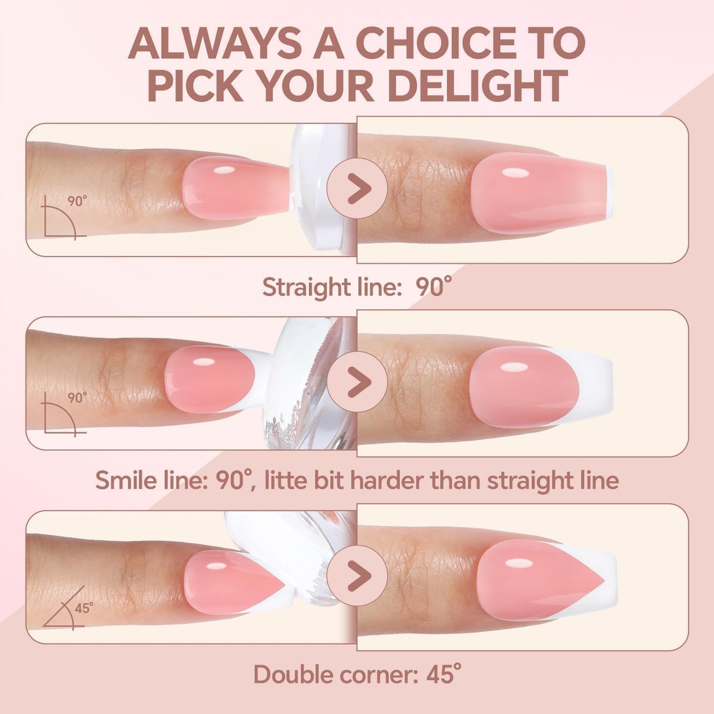 Una Gella French Tip Tool Stamp, Two Sizes French Nails Manicure Stamper Kit For Almond/Square/Coffin Fingers & Toes Easy Diy Nail Art At Home