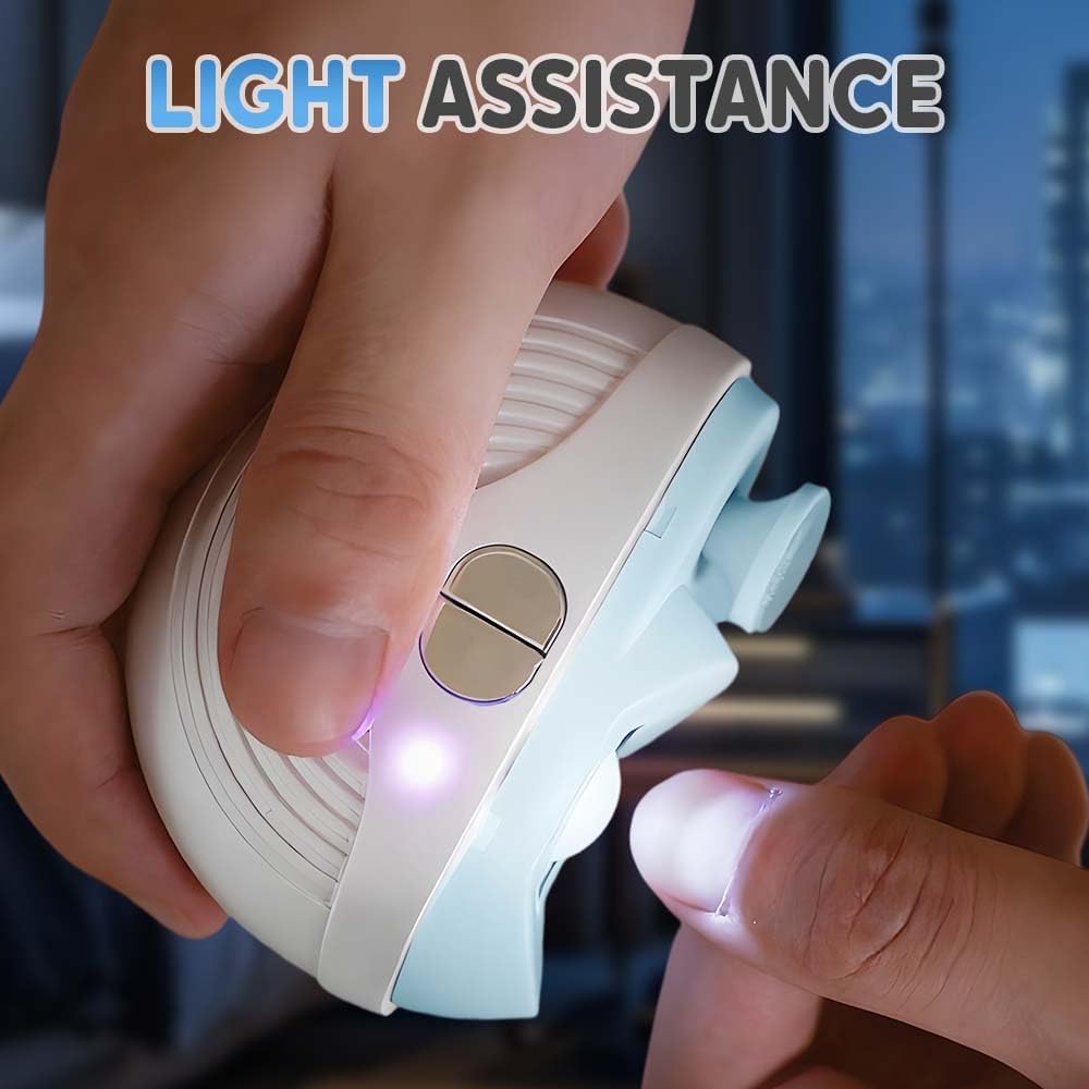 3-in-1 Automatic Electric Nail Clipper for Kids Baby, 3 Speeds Strong Power Electric Nail Trimmers with Polishing, Led Light, Clips Storage, Rechargeable Smart Toenail Clippers Nail Cutter