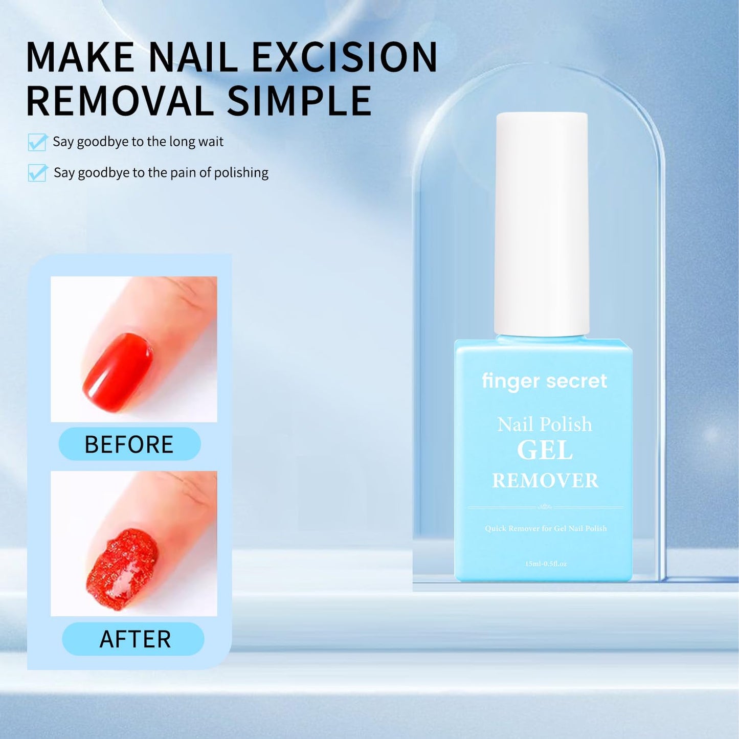 Nail Polish Gel Remover Kit - Quick、Magic and convenient for Gel Nails remove.15ml,Professional Nail Care Product for Salon & Home Use.Easy to operate.