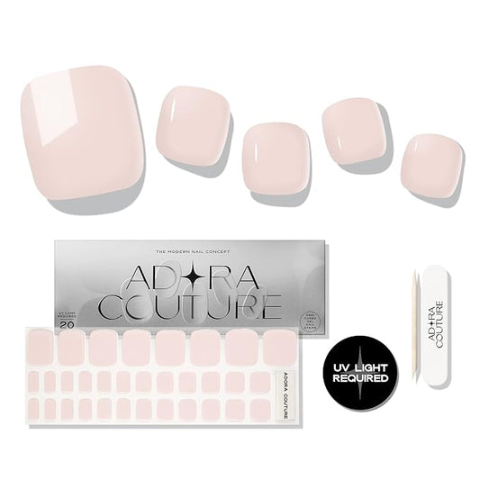 Semi Cured Gel Nail Strips - 32 pcs Gel Pedicure Stickers, Easy to Apply & Remove Toenail Stickers, Salon Quality at Home & Long Lasting - UV Nail Lamp Required - Pink P