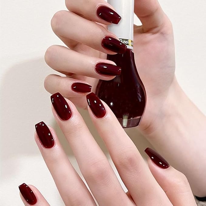 COSMOO Cherry Red Nail Polish, 12ml Red Quick Dry Nail Lacquer for Nail Art Varnish, 0.41 fl oz