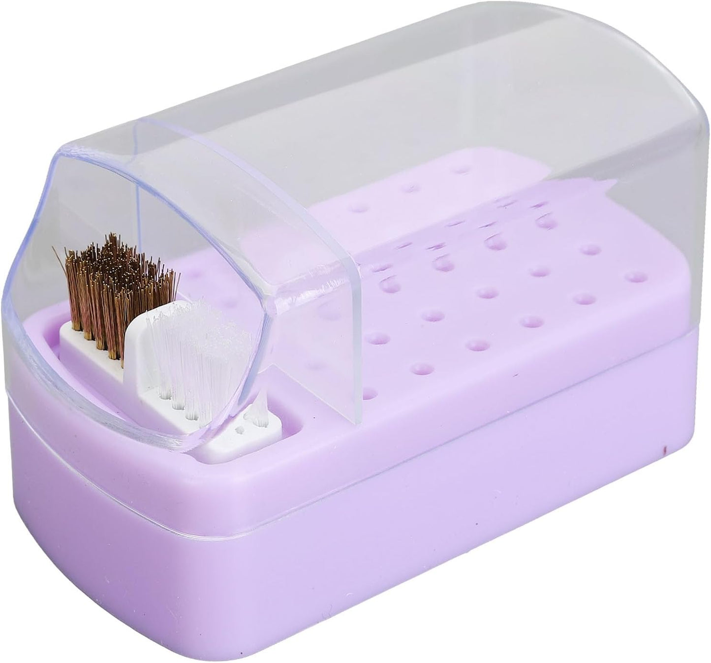 Dioche Nail Drill Bit Holder Stand, Dust Proof Storage Container Box Case Organizer for Home Use or Nail Salon with 30 Holes, Gold ( 3)