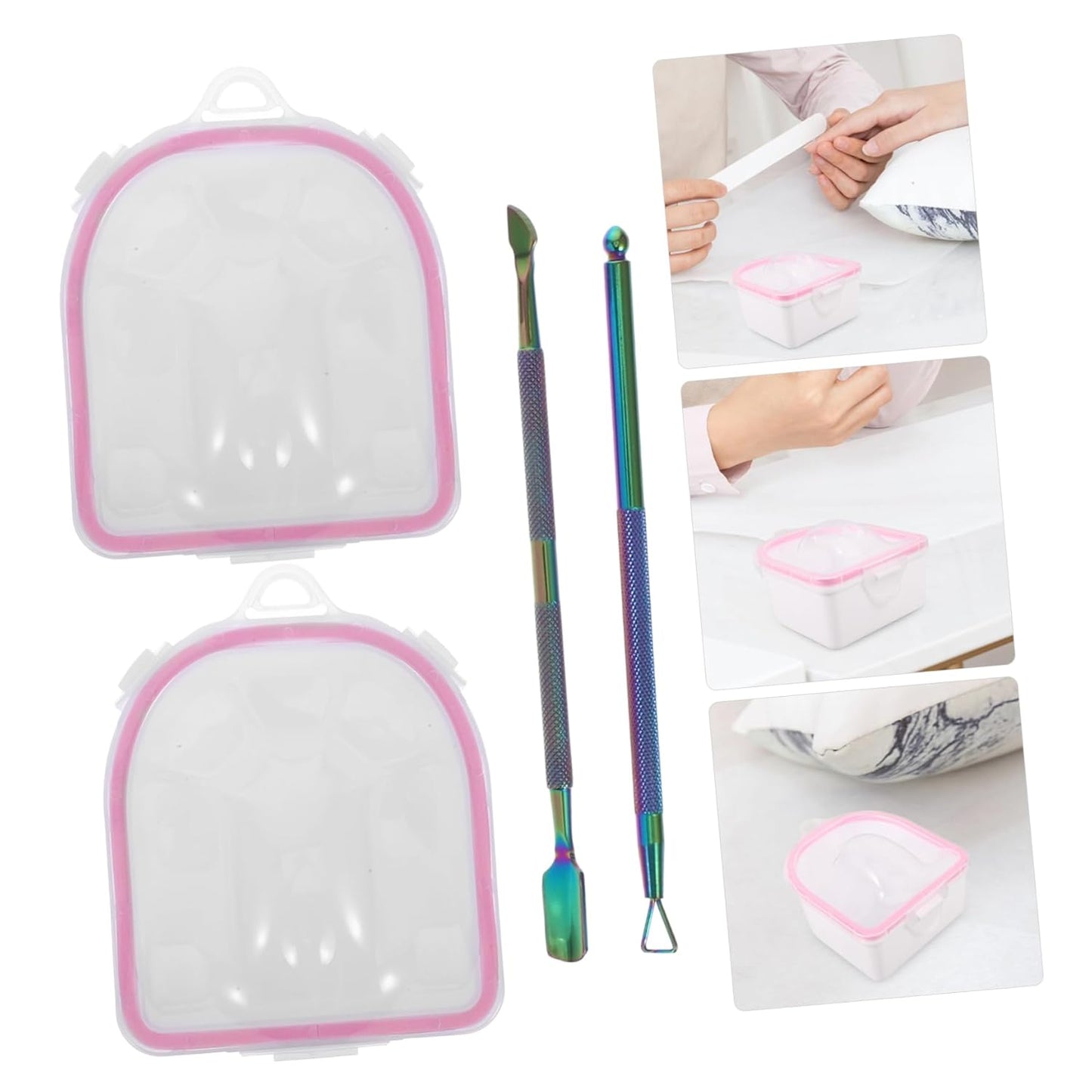 1set Nail Soak off Bowl and Manicure Tools Dual Hand Soaking Bowl for Cuticle Softening and Nail Care for Home Salon Use