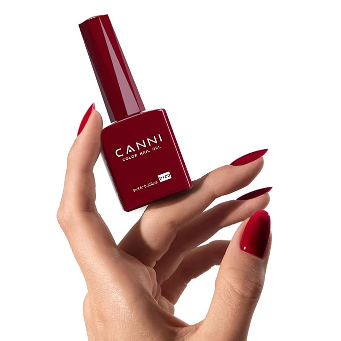 CANNI Dark Red Jelly Gel Nail Polish, 1Pcs Sheer Burgundy Red Gel Polish Deep Wine Color High Gloss Soak Off U V Nail Manicure Salon DIY