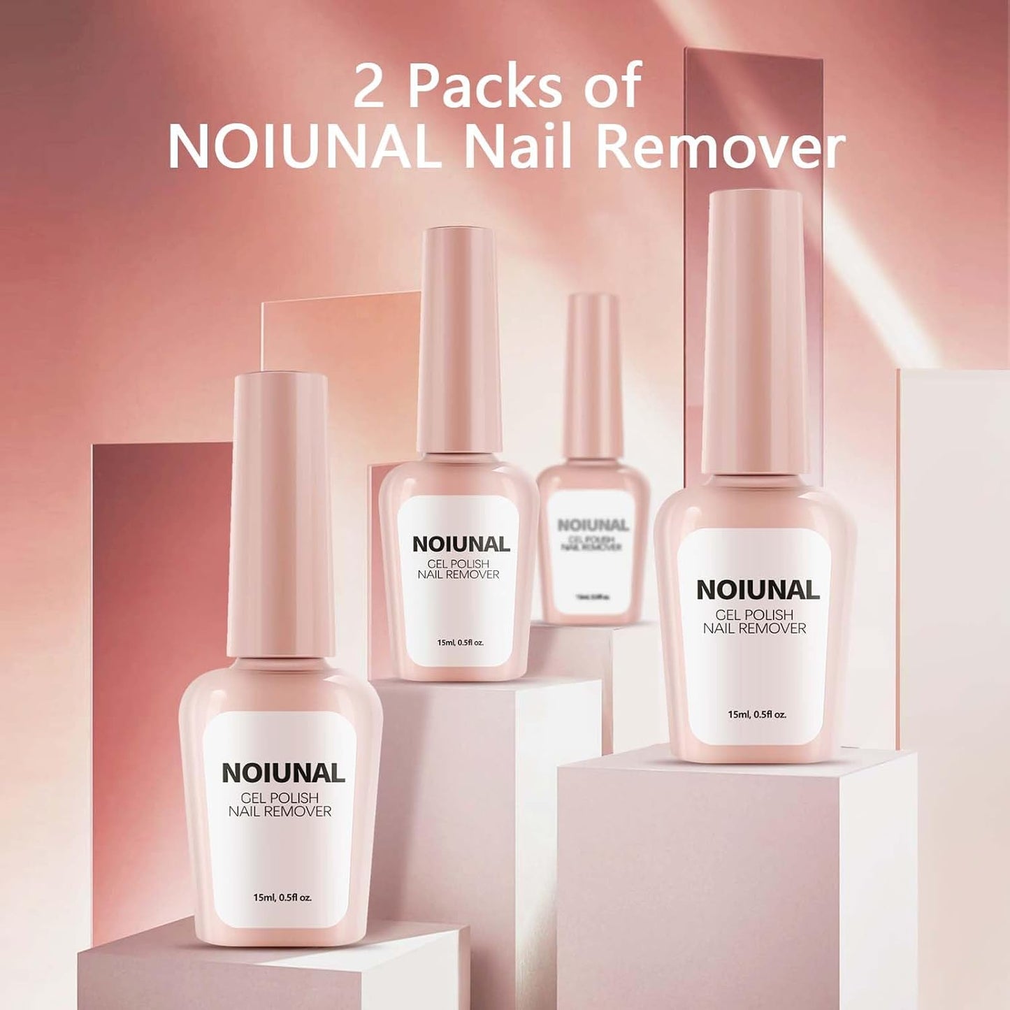 Acetone-Free Gel Nail Polish Remover 2 Pack 15ml – 3-5 Minute Soak Off for Gel Nails, No Soaking or Wrapping Needed, Home Use
