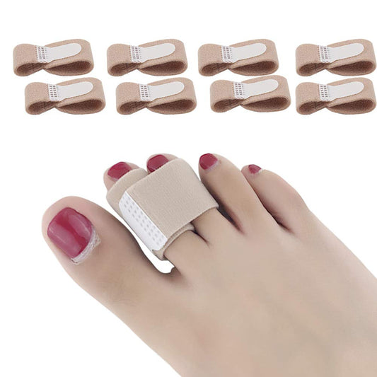 Broken Toe Wraps 8 Pack (Medium Size), Middle Toes Fabric Toe Splint Cushioned Bandages Finger Protectors Straightener Hammertoe Separators