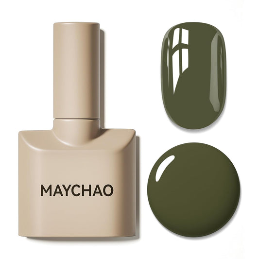 MAYCHAO 15ML Gel Nail Polish 1Pc Camouflage Green Gel Polish Soak Off UV LED Nail Polish Nail Art Starter Manicure Salon DIY at Home, 0.5 OZ