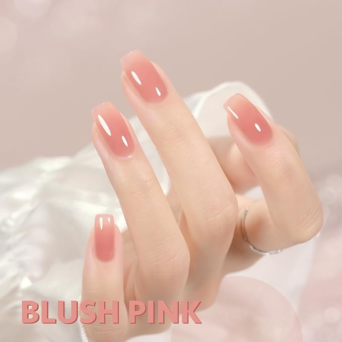 GAOY Jelly Nude Gel Nail Polish, 16ml Sheer Pink Translucent Gel Polish, UV Light Cure for Nail Art DIY, 1719 Blush Pink