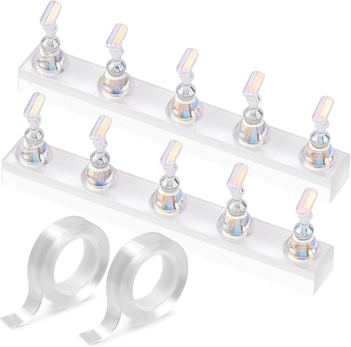 Etercycle Nail Stand for Press On Acrylic Nails Art Display Stand Nail Holder for Painting Magnetic Nails Stand with Double-sided Tape for Home DIY Salon Supplie (Clear)