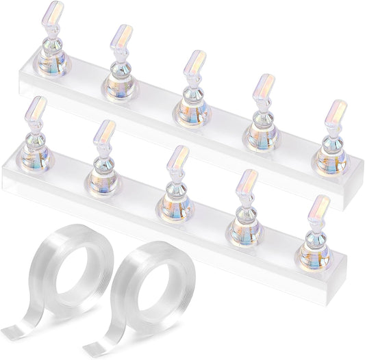 Etercycle Nail Stand for Press On Acrylic Nails Art Display Stand Nail Holder for Painting Magnetic Nails Stand with Double-sided Tape for Home DIY Salon Supplie (Clear)
