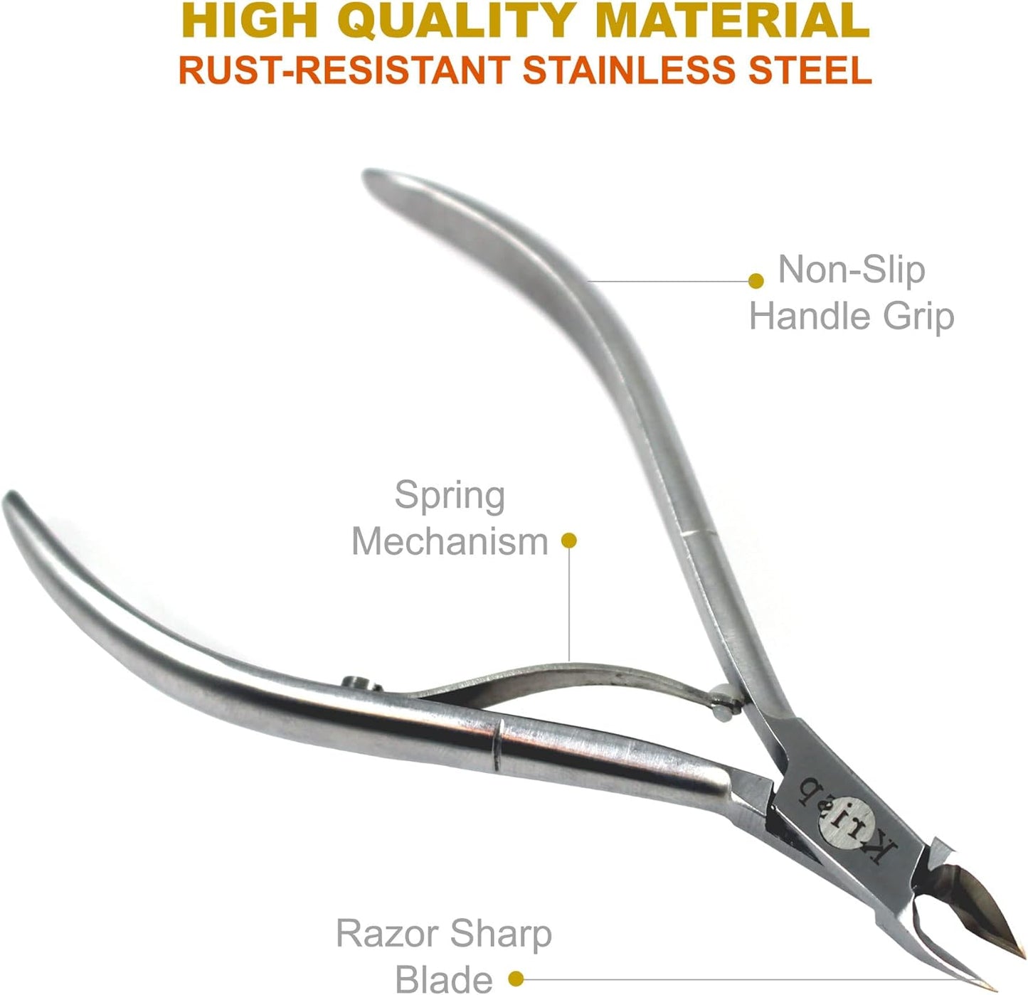 Cuticle Trimmer - Professional Nail Cuticle Nippers Cuticle Remover Cuticle Cutter Scissors Sharp Blades 3/4 Jaw Clippers Stainless Steel Manicure Pedicure Tools Fingernails Toenails by Krisp Beauty