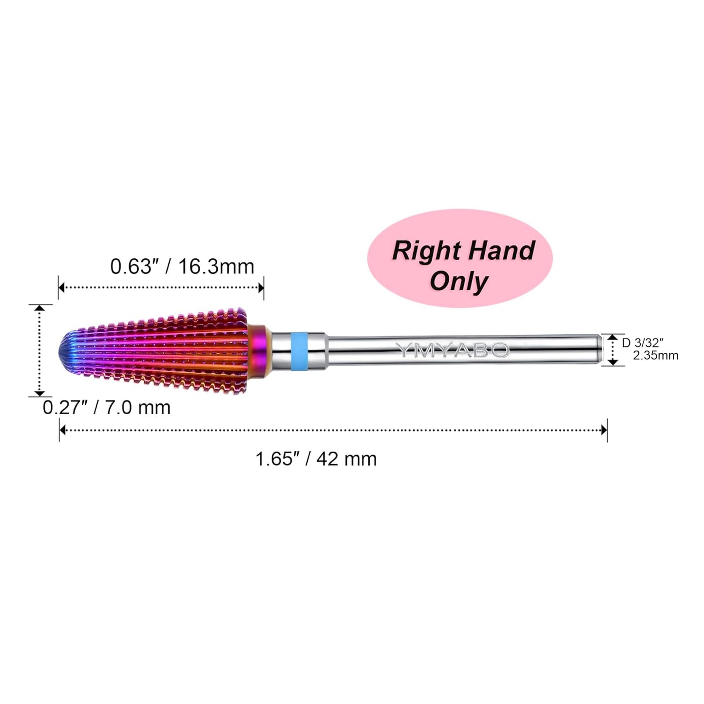 Nail Drill Bit,Professional 3/32" Purple Tornado Carbide Tungsten Multifunction Bits， Fast Remove for Hard Gel and Acrylic, Manicure Pedicure Cuticle Nail Polishing Tool-Medium