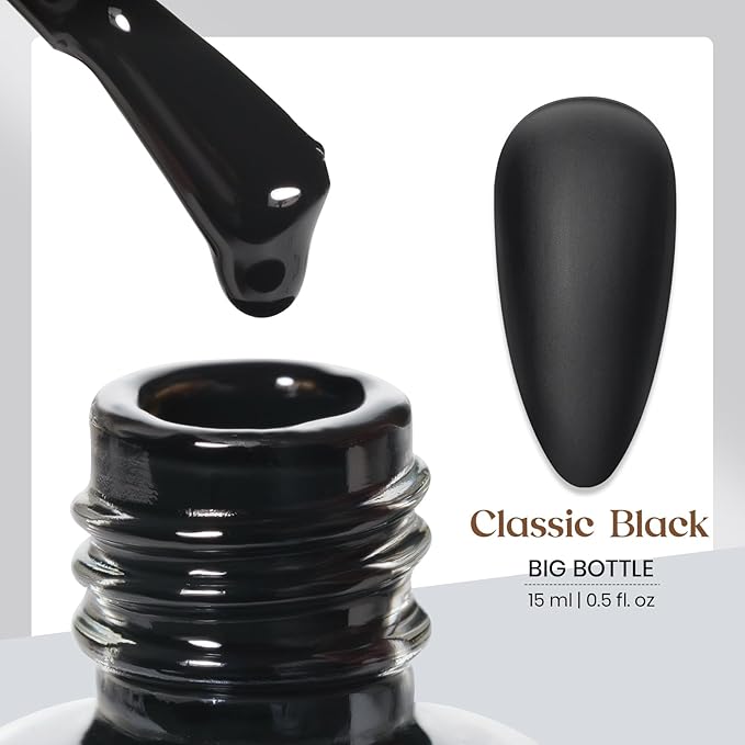 MIZHSE Matte Black Nail Polish, Quick Dry Velvet Black Nail Polish, Non-Gel Air Drying Fast 15 ml Regular Glossy Shiny Finish Nail Lacquer, Full Coverage Nail Art Manicure DIY Home