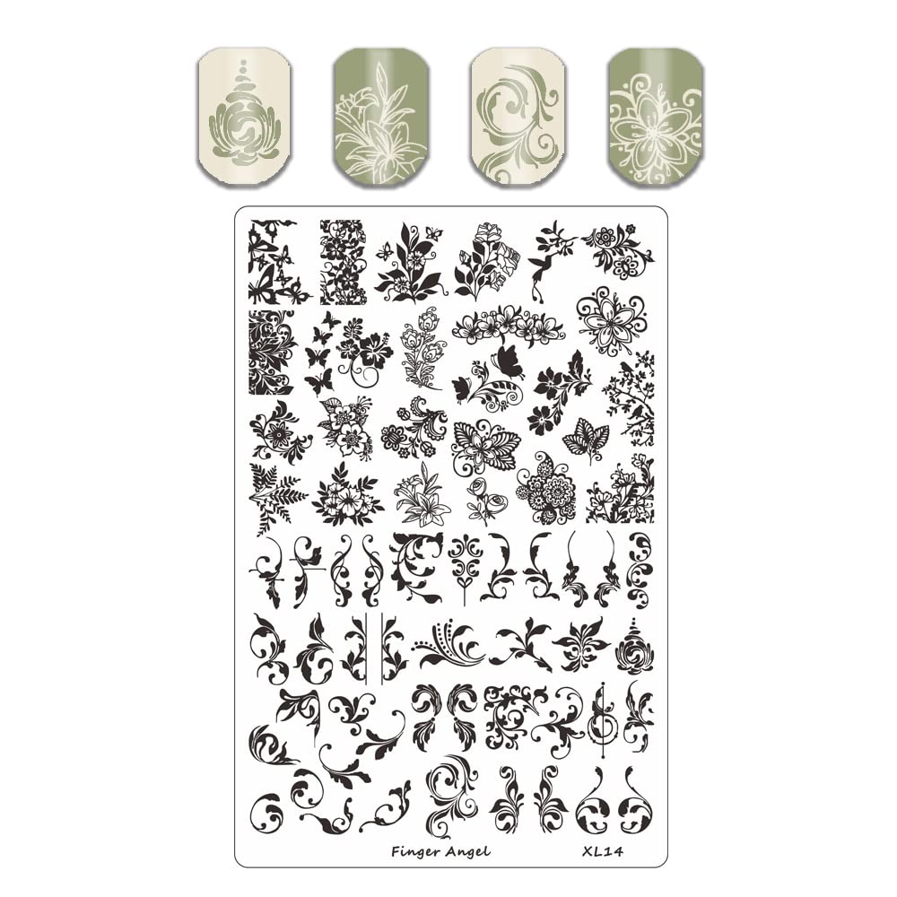 4PCS Nail Art Stamp Plates with XL11-14 Stamping Image Plates Collection Manicure Tools