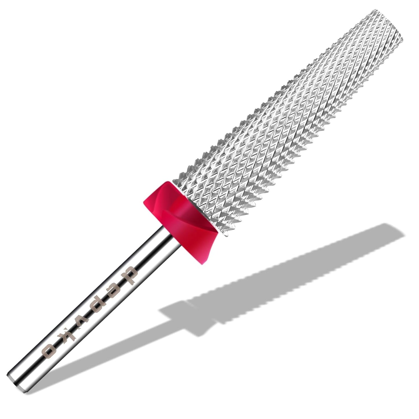 Depvko Super Long 5 in 1 Nail Drill Bits, 3/32'' Carbide Tungsten Bits, Two Way Rotate Professional Advanced Safety Bits for Nail, Fast Remove for Manicure Pedicure (Long 5in1-Silver, Fine-F)