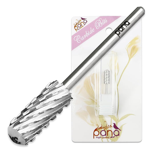 PANA 3/32" Small Smooth Round Top Safety Carbide Nail Drill Bit for Gel Polish & Acrylic Removal Nail Salon Manicure Pedicure Electric File Tools (Small Barrel - Silver, 3X Coarse)