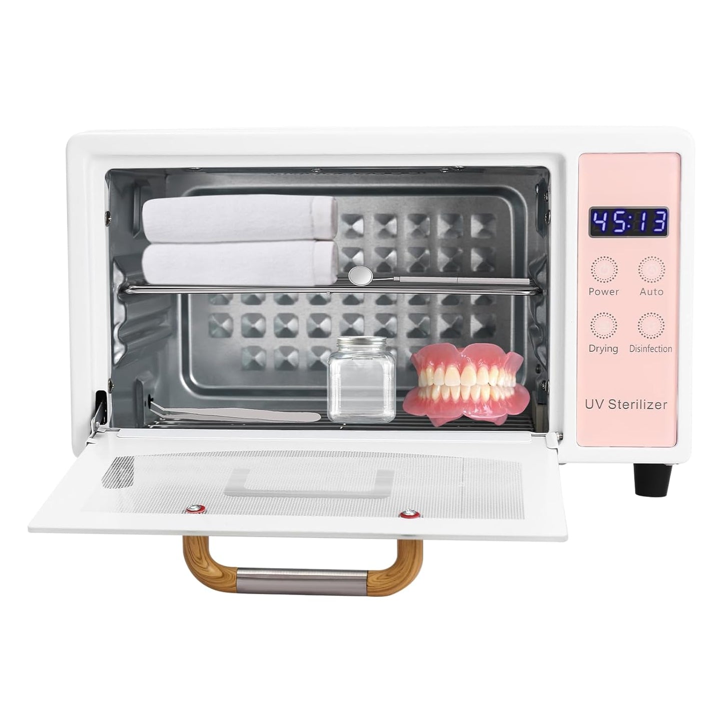 Nail Tool Cleaning Machine, 10L Multi-Functional Nail Cleaner Box with Adjustable Tiers & LED Display UV Light NailTools Cleaning Machine for Home Use, Barbers, Beauty Salons, and Spas (Pink)