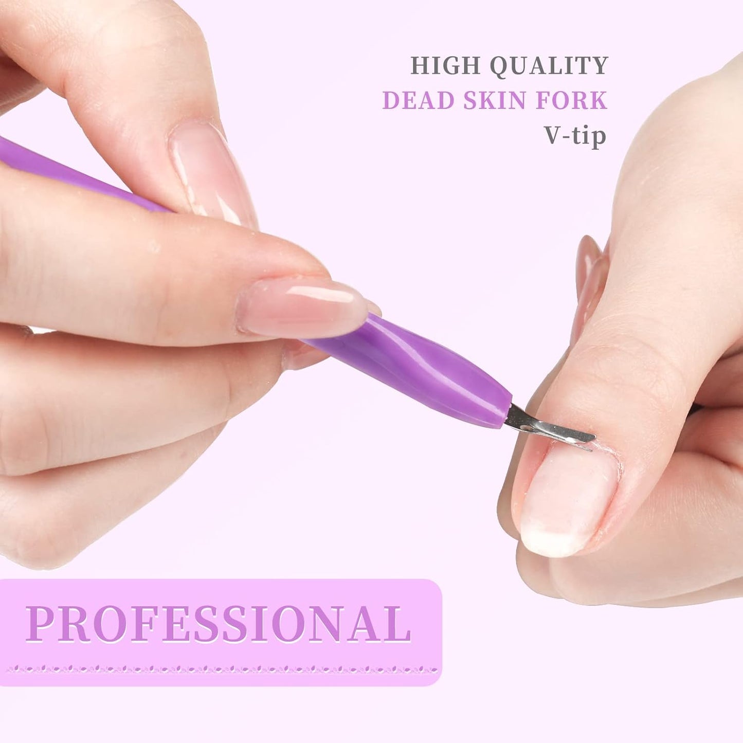 50Pcs Nail Cuticle Trimmer Rubber Nail Cleaner, Plastic Handle Cuticle Knife, Double End Nail Dead Skin Fork Cuticle Pusher Bulk Nail Art Cuticle Remover Tools for Girls Women and Men-Purple…
