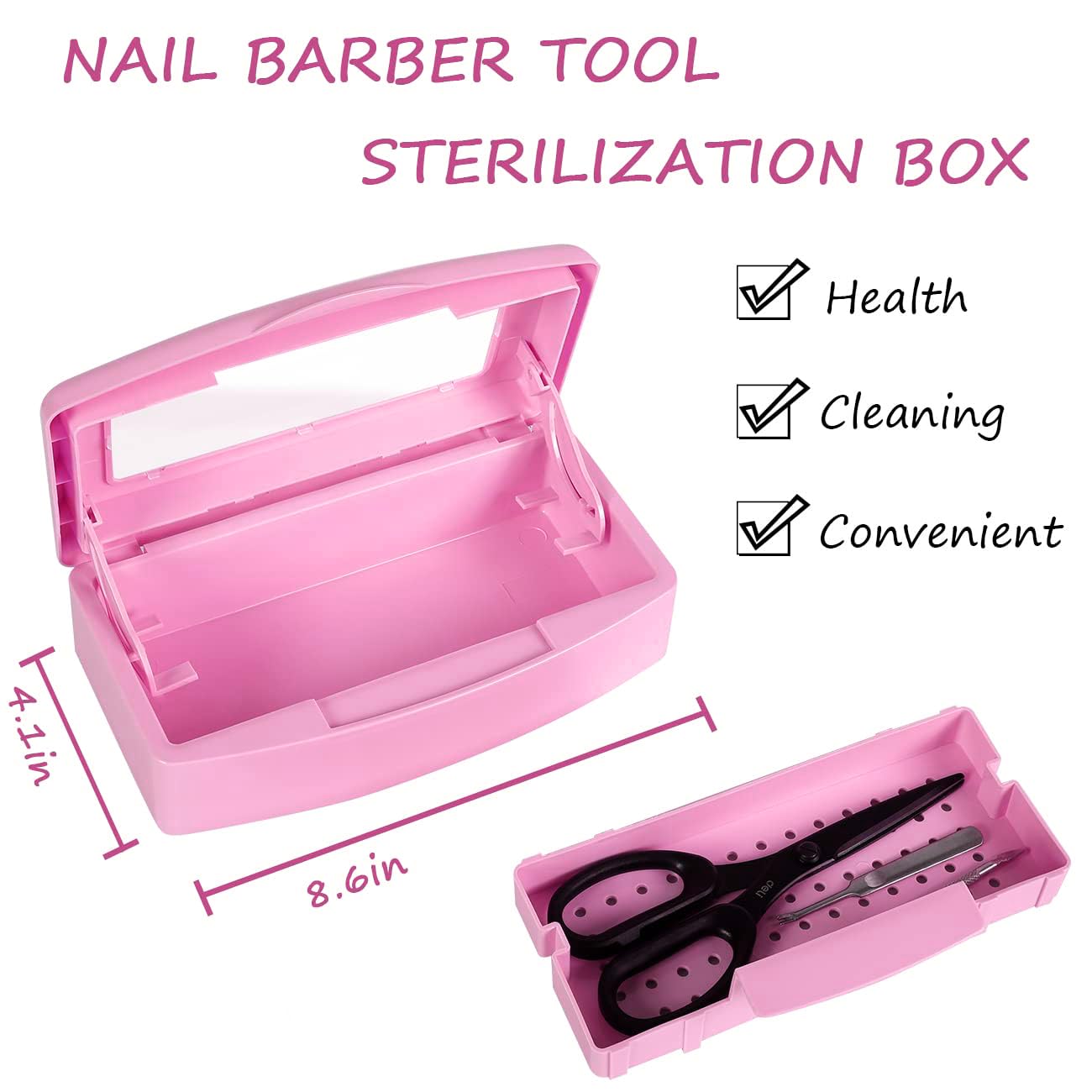 Gusnilo Nail Tool Sterilizer Box barbicide Disinfectant Jar Plastic Disinfectant Container Suitable for Nail Tools Hair Salons Beauty Centers and Manicure and Nail Equipment(Pink)