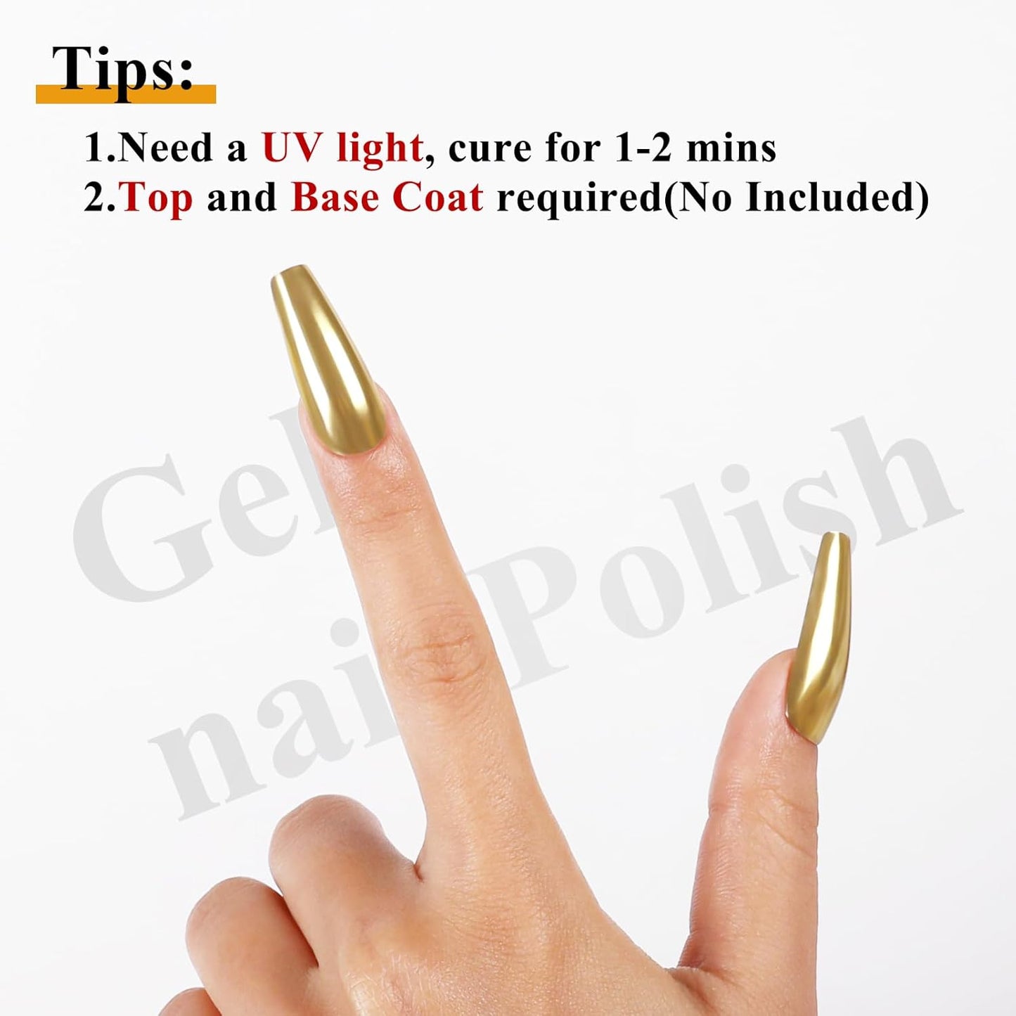 Imtiti Gold Chrome Nail Powder Kit,1g Gold Meatllic Mirror Effect Powder with 10ml White Color Gel Polish Metal Nail UV DIY Kit